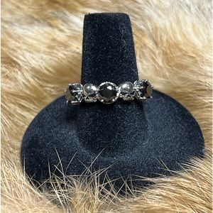 Harley-Davidson Black and Silver Gothic Crystal Band Ring